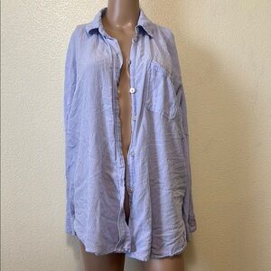 American Eagle Outfitters Blue Striped Button Down Shirt